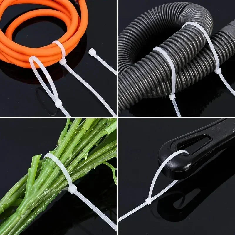 Nylon Cable Ties Adjustable Self-locking Cord Ties Straps Fastening Loop Reusable Plastic Wire Ties For Home Office Oasis Select