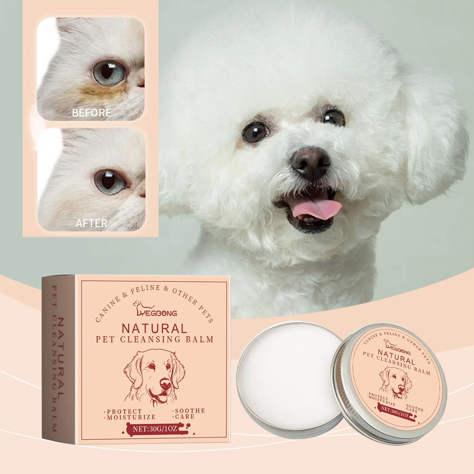 Pet Tear Stain Cleansing Balm Gentle Eye Stain Cleaning Non-irritating Reduce Eye Tear Marks Pet Eye Care Cleansing Cream 30g Oasis Select Default Title