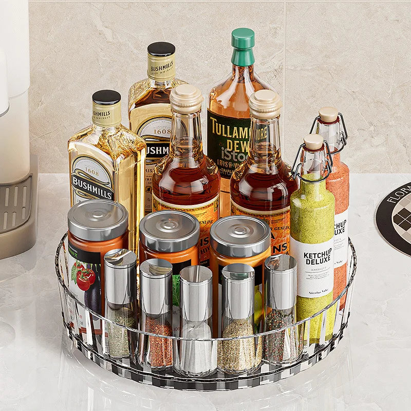 360° Rotating Plastic Storage Rack Bathroom Storage Organizer Kitchen Snack Food Oil Seasoning Bottle Storage Rack Fruit Tray Oasis Select