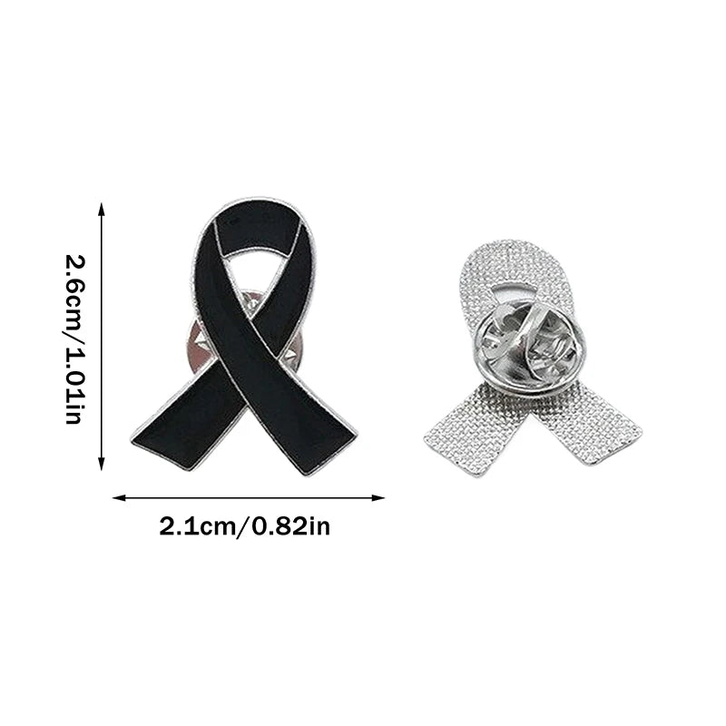 5/10Pcs Women Jewelry Enamel Black White Ribbon Brooches Pins Surviving Breast Cancer Awareness Hope Lapel Buttons Badges Oasis Select