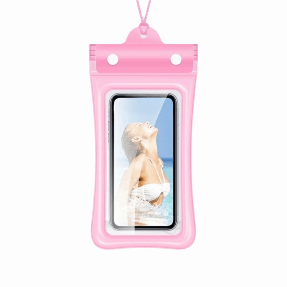 Floating Design Water-Sprinkling Festival Phone Pouch Transparent Touchable Swimming Bag Three Fold Full View Waterproof Bag Oasis Select Pink