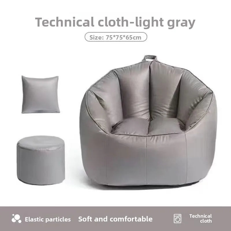 Lazy sofa reclining sleeping bedroom small sofa small apartment living room single reclining chair balcony lazy chair Oasis Select Grey pedals