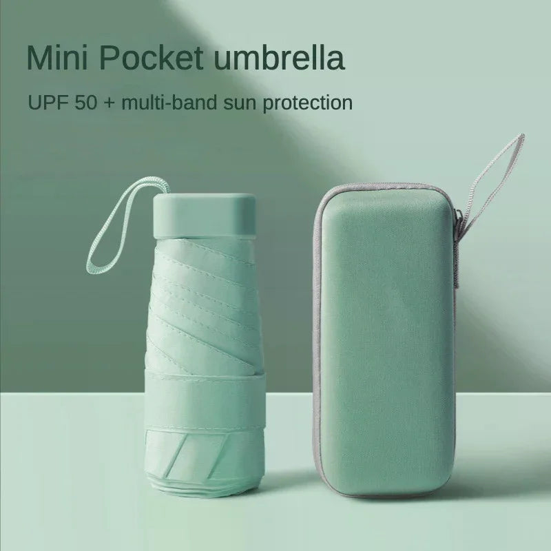 Mini Umbrella Capsule Dual-Use Portable Rainproof Sun Protection Sunny Rainy Mode Outdoor Travel Parasol for Travel Oasis Select