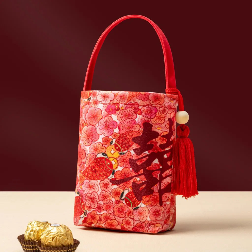 Chinese Velvet Wedding Candy Gift Bag | Elegant Favour Pouch