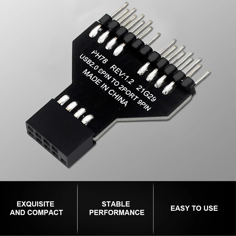 USB 2.0 9-Pin Header Splitter 1-to-2 with 19-Pin Adapter | VODOOL USB Header Adapter Oasis Select