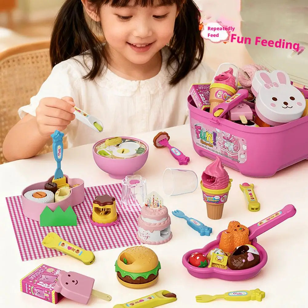 New 8PCS/Set Simulation Food Feeding Toys with Storage Box - Sweet Rice Ball Pudding Feeding Toy Kids Role Play Early Education Oasis Select