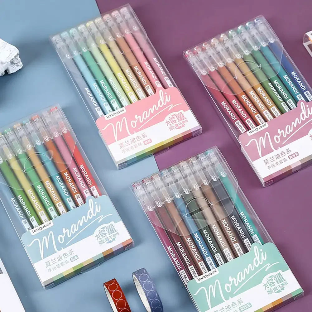 9pcs/box Morandi Color Gel Pens Set 0.5mm Handwriting Pen for DIY Scrapbook Students School Supplies Stationery Cute Pens Oasis Select