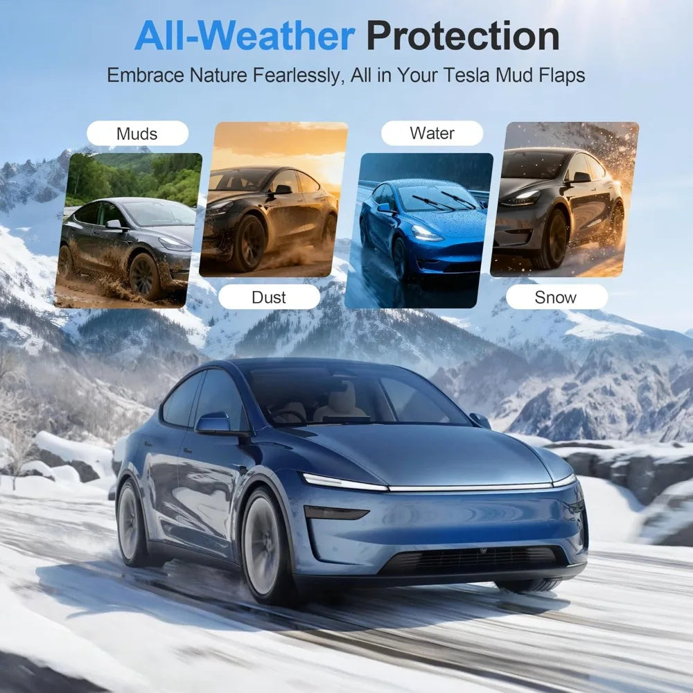 All Weather Protection TPE Mudguards Compatible for Tesla Model Y Juniper 2025 Front Rear Mud Flaps Fender 4PCS Accessories Oasis Select