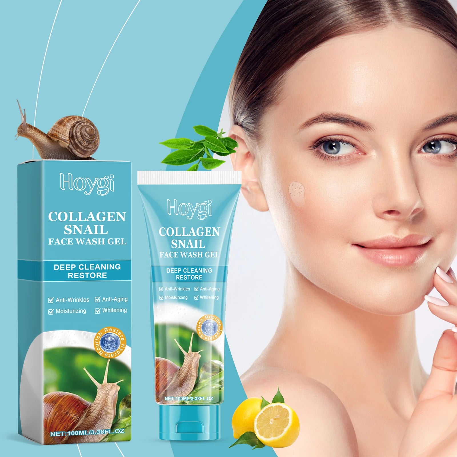 Hoygi Collagen Snail Cleansing Gel – Pore Minimizing Cleanser Facial Cleansing Gel Oasis Select