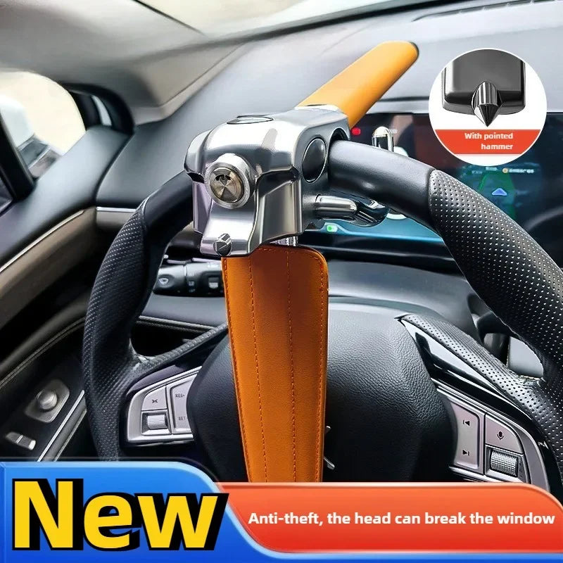 Car Steering Wheel Lock Anti Theft Protection Security Device Foldable with Window Breaker Interior Locks Car Lock Oasis Select