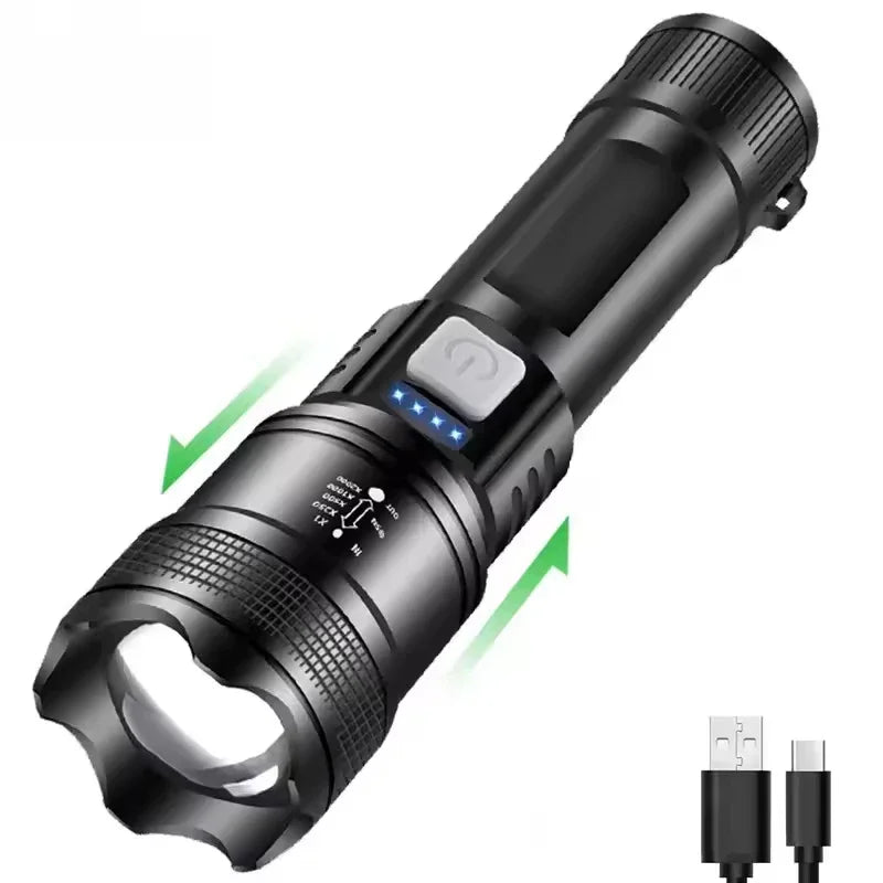 High Power 2000LM LED Flashlight Built-in Battery USB Rechargeable Strong Light Tactical Torch Outdoor Camping Hiking Lantern Oasis Select S331