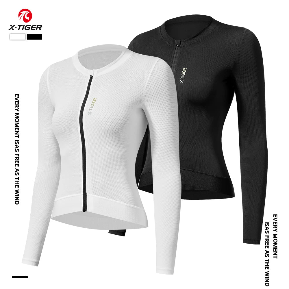 X-TIGER Women's Pro Long Cycling Jersey Autumn Road Bike Jersey UV Protective MTB Bicycle Clothing Breathable Cycling Jersey Oasis Select