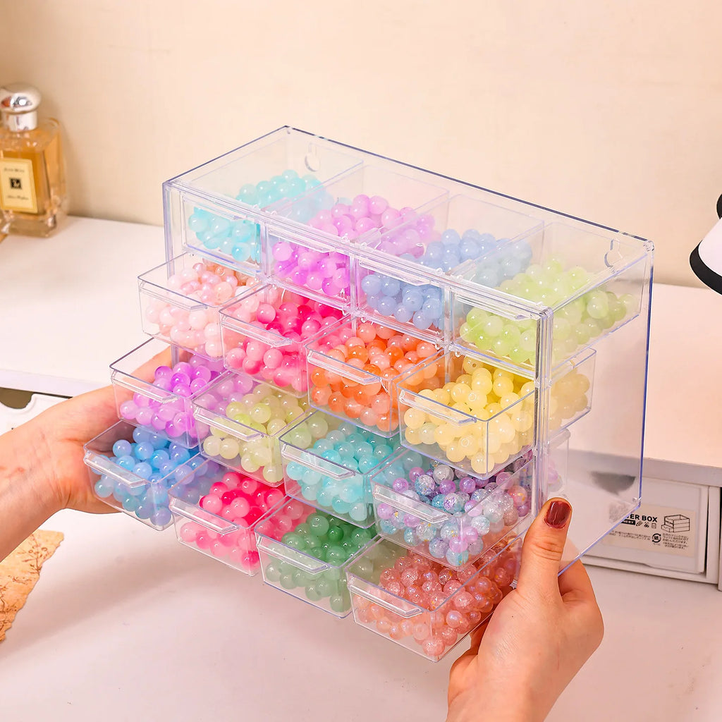 1pc acrylic 16 grid drawer style acrylic bead storage box, large capacity stackable loose bead jewelry accessory organizer Oasis Select