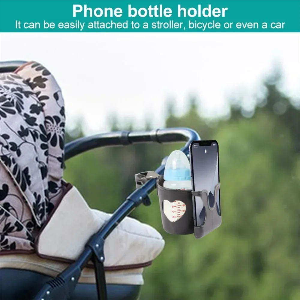 2-in-1 Baby Stroller Cup Holder Phone Holder Multifunctional Universal Infant Bottle Holder Stroller Accessories Cup Holder Oasis Select