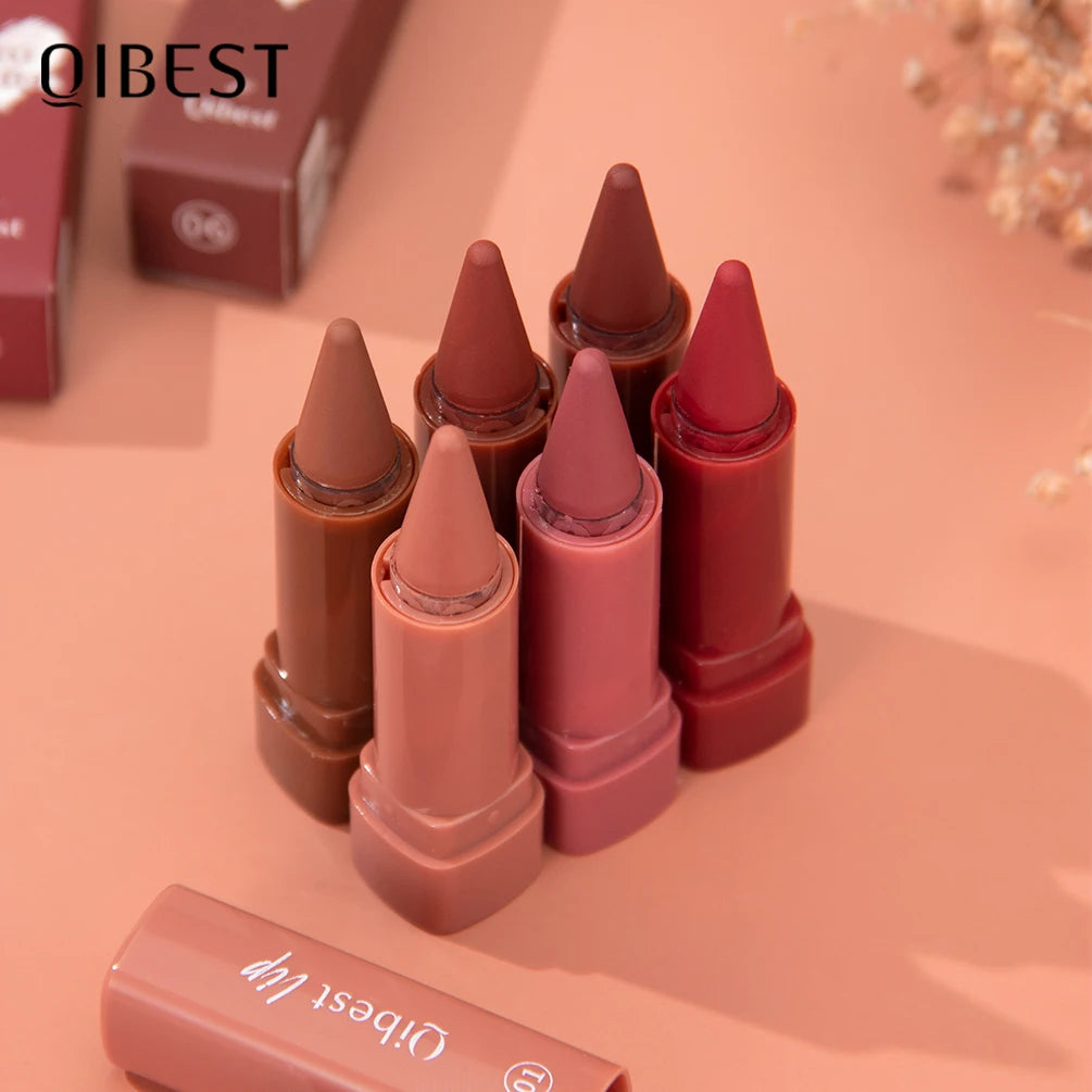 QIBEST Matte Lip Liner & Tint – Waterproof Nude Brown Contour