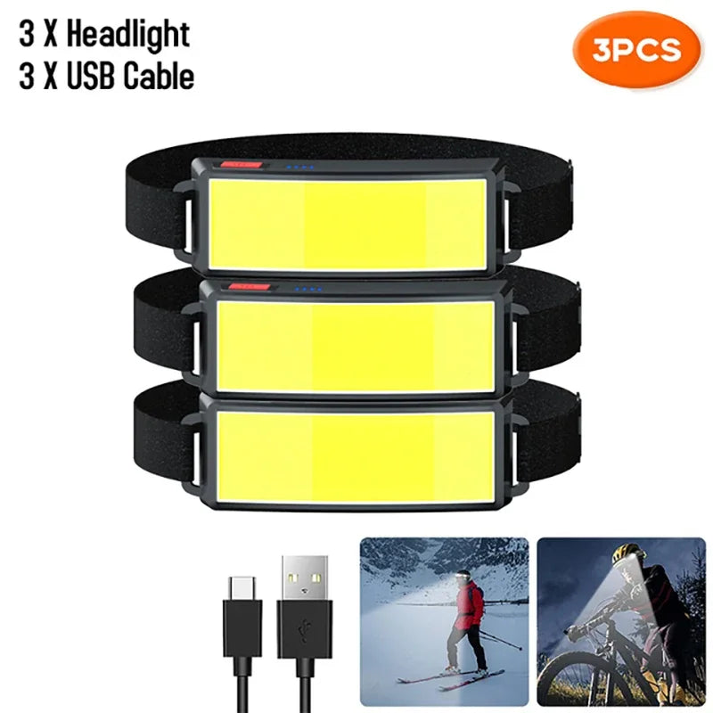 KDULIT COB LED Headlamp | USB-C Rechargeable, IPX4 Waterproof