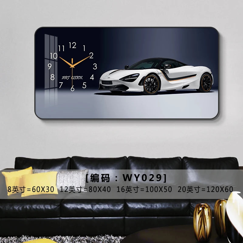 Car Clock Living Room Creative E-sports Room Silent Clock Auto Repair Beauty Shop Personality Art Decorative Painting Wall Clock Oasis Select WY029 80cm x 40cm