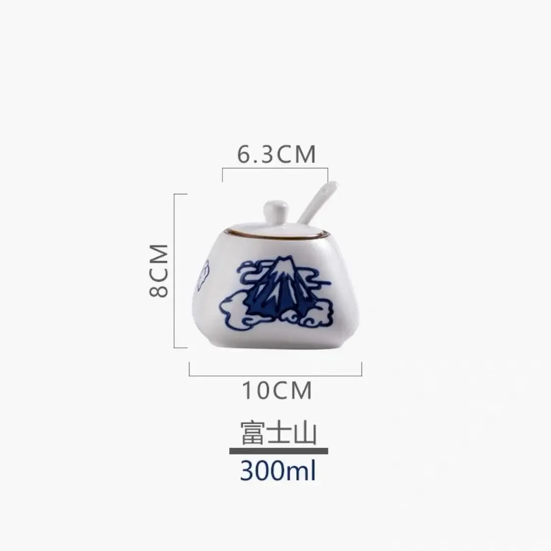 Japanese Seasoning Box, 300ml Bottle Pot Ceramic Chinese Antique Seasoning Salt Set Kitchen Lard Pepper Pot Oil Tank Household Oasis Select