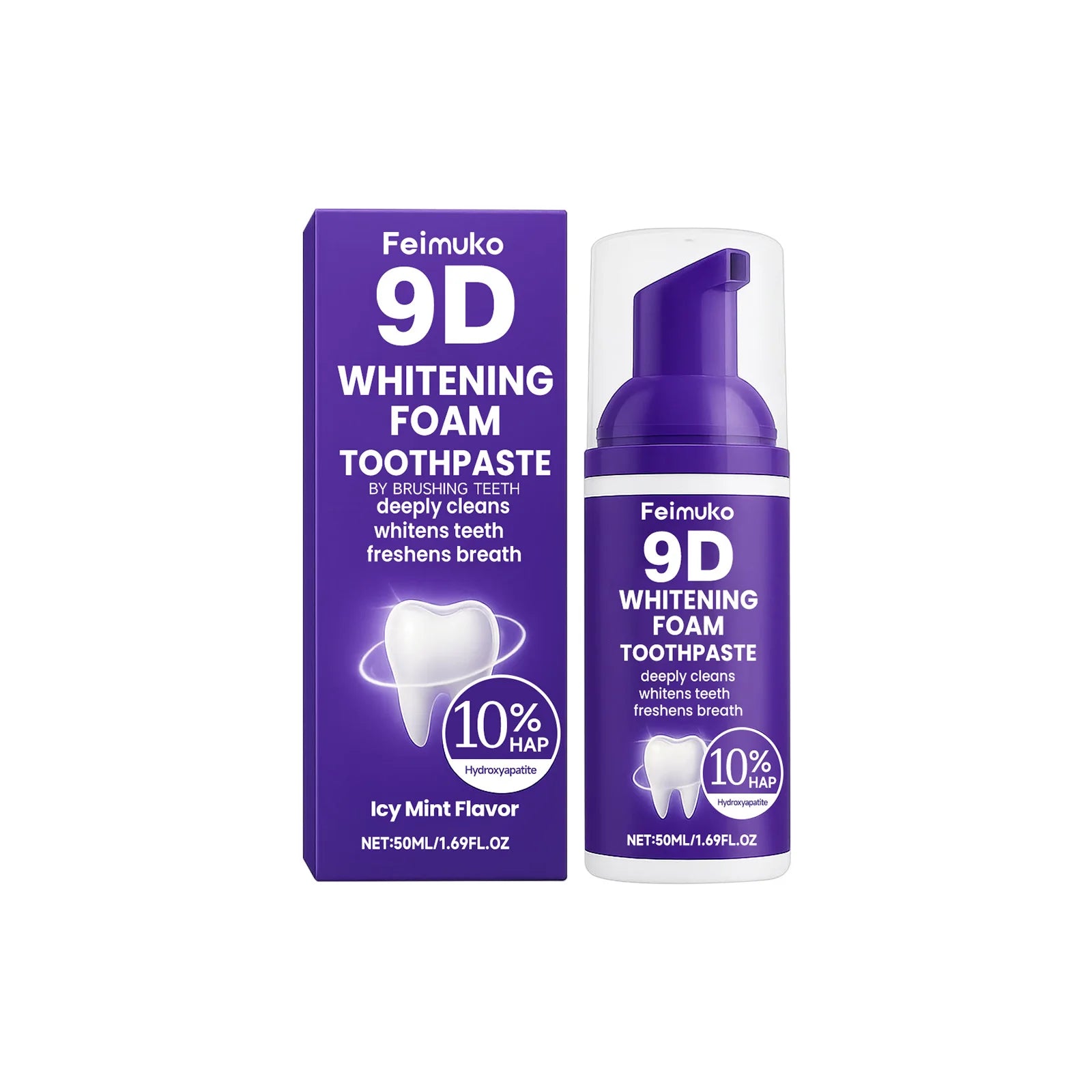 FEIMUKO 9D Whitening Mousse Toothpaste – Plaque & Stain Removal Whitening Mousse Toothpaste Oasis Select 50g boxed