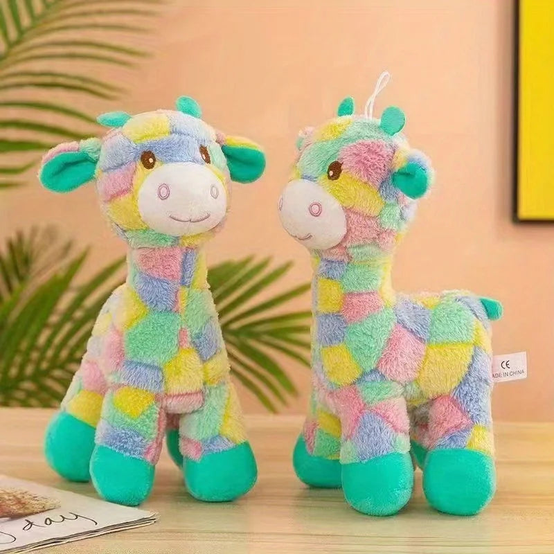 Soft Rainbow Giraffe Plush Toy Color Fawn Animals Doll Birthday Gift Home Decoration Oasis Select