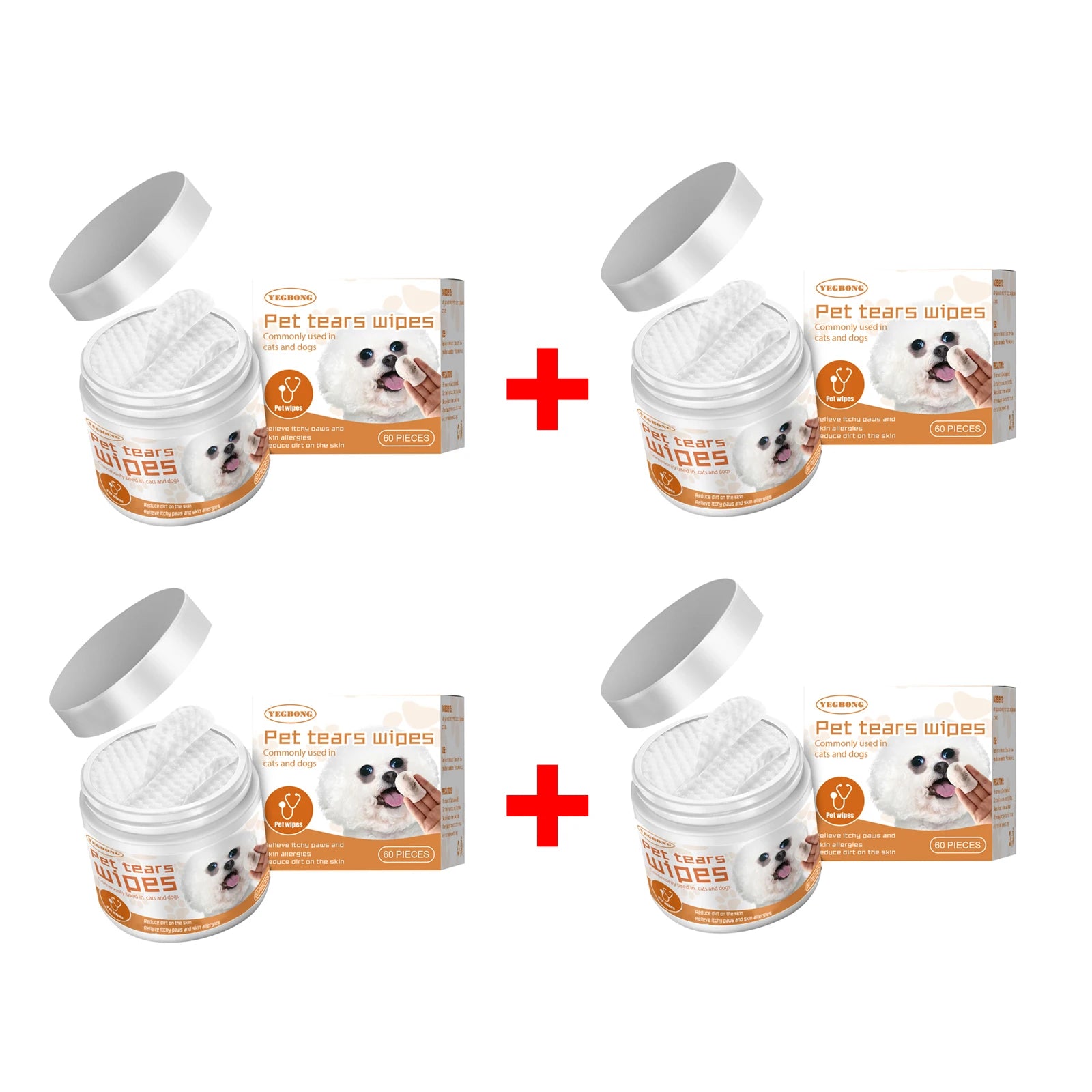 Pet Wipes for Dog Cat Eye Cleansing Remove Tear Stains Wipe Away Eye Droppings and Grime Non-irritating Cotton Pads 60PCS Oasis Select 4 X 60pcs boxed