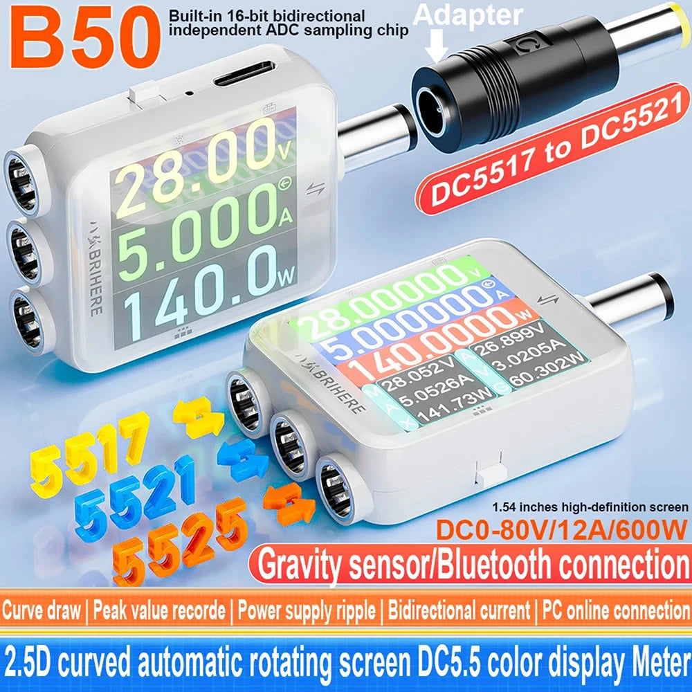 DC5.5 High Precision Tester DC 4.5-80V 6A 0-600W Digital Voltmeter Ammeter DC Current Voltage Power Meter Fast Charging Monitor Oasis Select