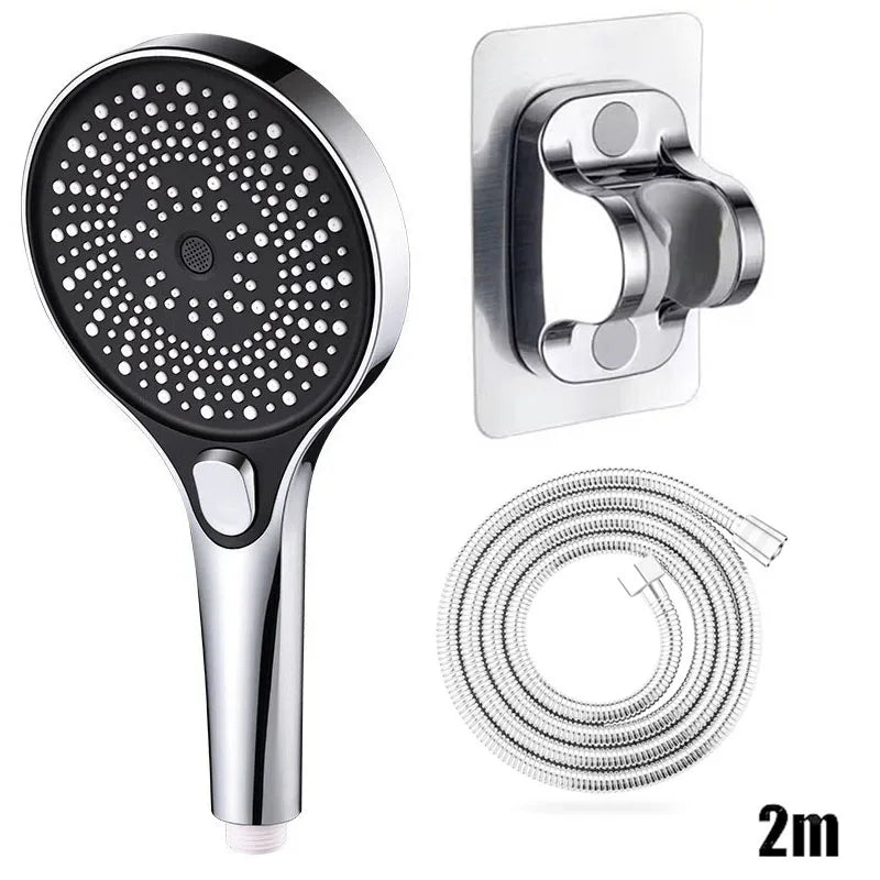 Large screen showerhead 3-speed mode portable shower shower accessories showers for bathroom items knobs full heads set parts Oasis Select Silver suit E