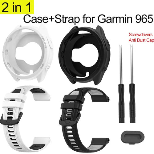 2-in-1 Silicone Case & Band for Garmin Forerunner 965 Smartwatch Band & Case Oasis Select