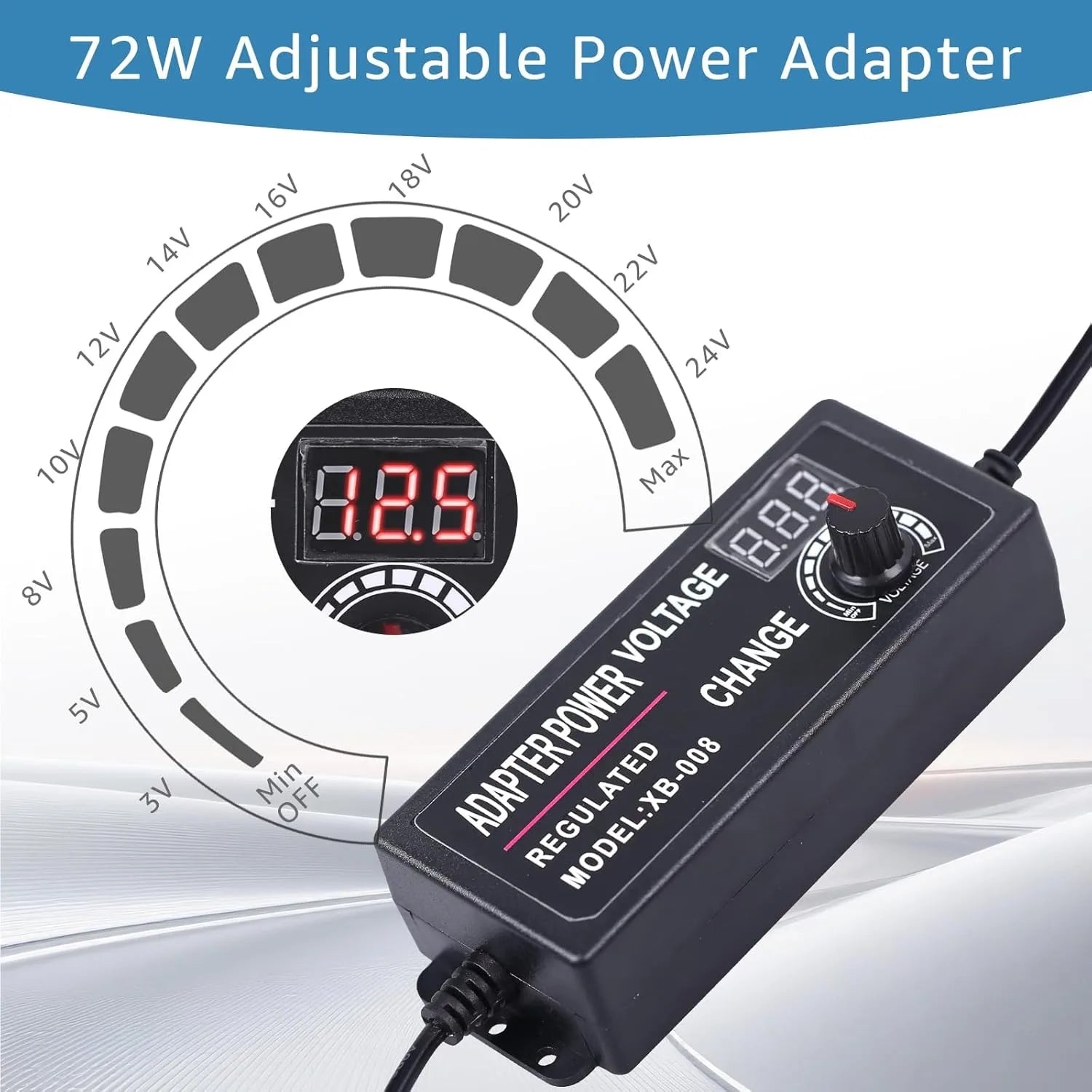 Adjustable Power Supply AC 220V TO DC 3V 9V 12V 24V 36V 72W Power Adapter with 9 Plug Connect Universal Adapter For LED Strip Oasis Select