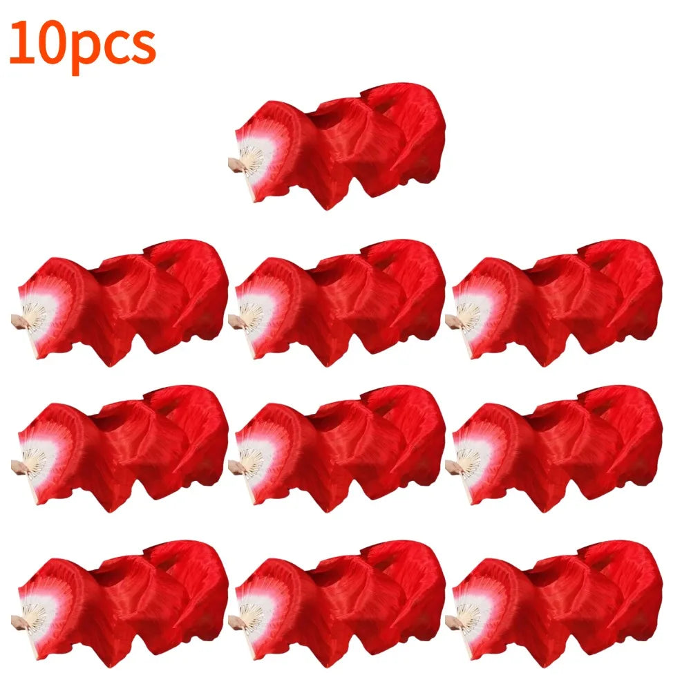 Women Belly Dance Silk Fans Children's Fan for Dancing Extended Double-Sided Adult Bamboo Performance Gradient Color Dance Fans Oasis Select 10pcs