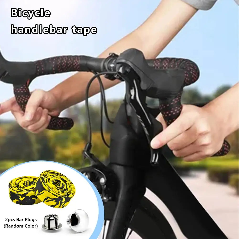 2pcs Road Bike Handlebar Tape Camouflage Cycling Wrap Wicking Tape Damping Stretch Absorb Sweat Anti-slip Handle Bicycle Belt Oasis Select