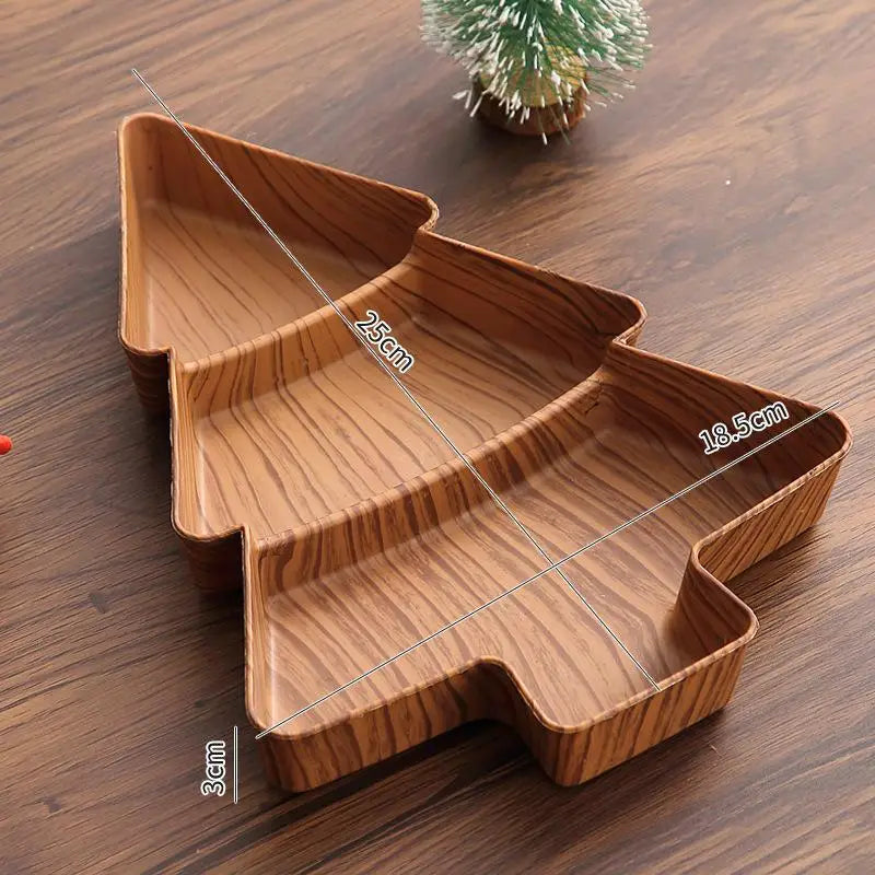 Christmas Tree Snack Plate 3-Compartment | Festive Serving Tray