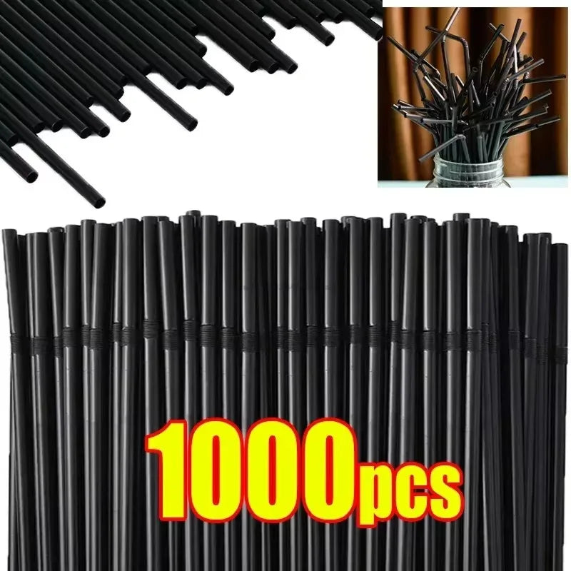 Multicolor Drinking Straws Child Plastic Straws Multi-time Milk Tea Beverage Accessories Black Straw Wholesale Party Supplies Oasis Select
