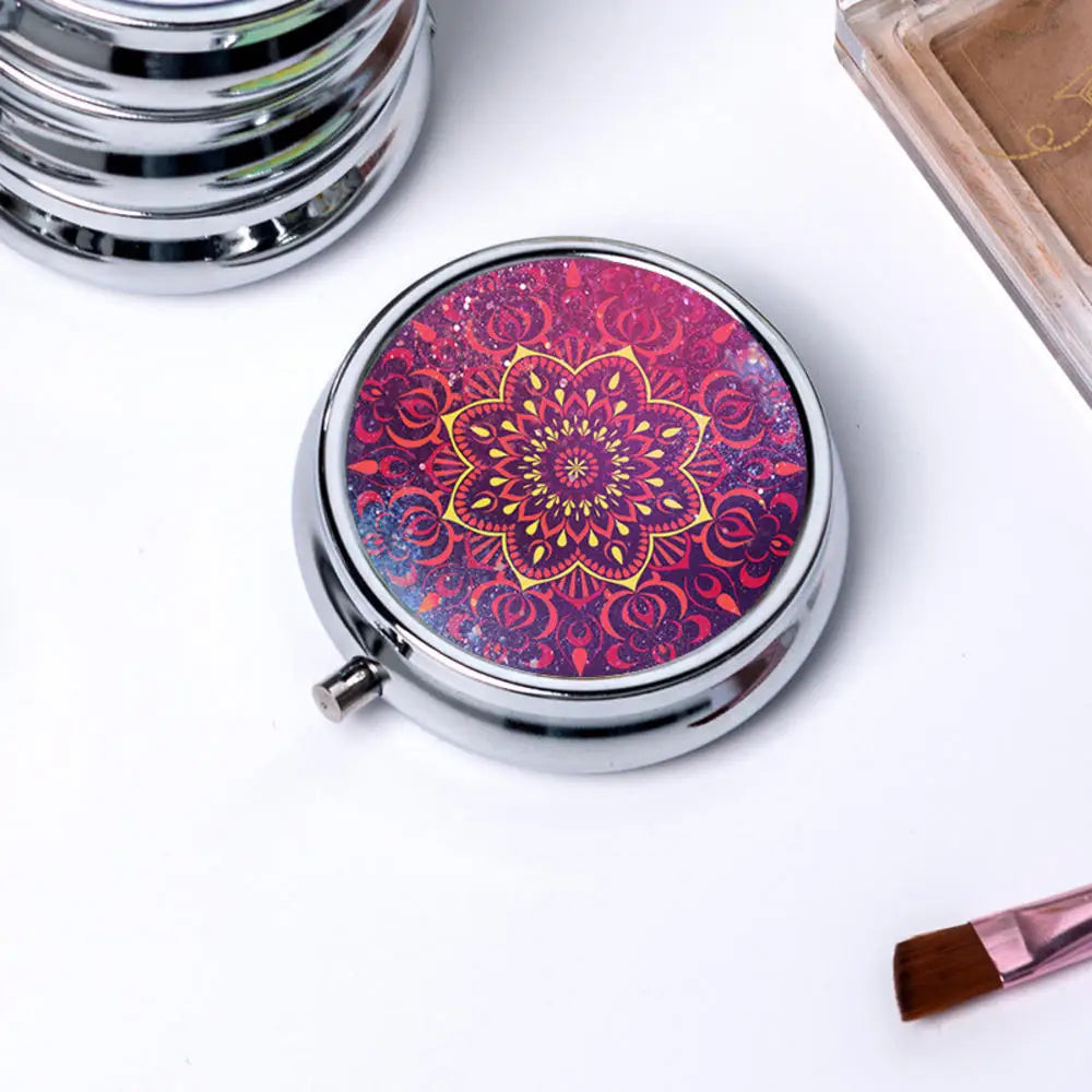 Portable 3 Cell Metal Pill Boxes Stainless Steel Round Pill Boxes Medicine Organizer Container Medicine Case Splitters Pill Box Oasis Select D