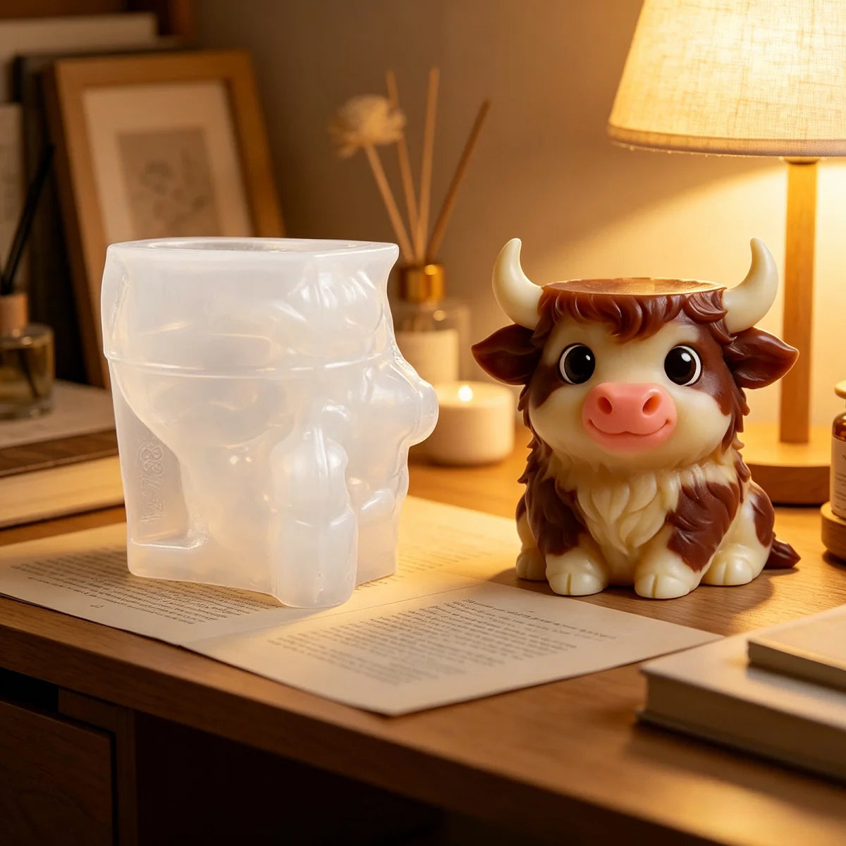 Cute Highland Cow Planter Gypsum Silicone Mold Easy Demold For Concrete Flowerpot Cement Succulent Plant Pot Home Decoration Oasis Select
