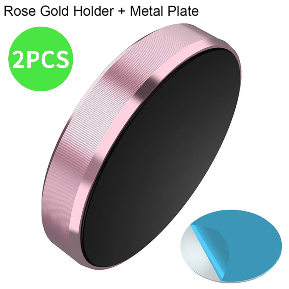 1/2PCS Magnetic Car Phone Holder Stand Magnet Car Mount Bracket GPS Mobile Support In Car Bracket For iPhone Samsung Xiaomi Oasis Select Rose Gold-2PCS