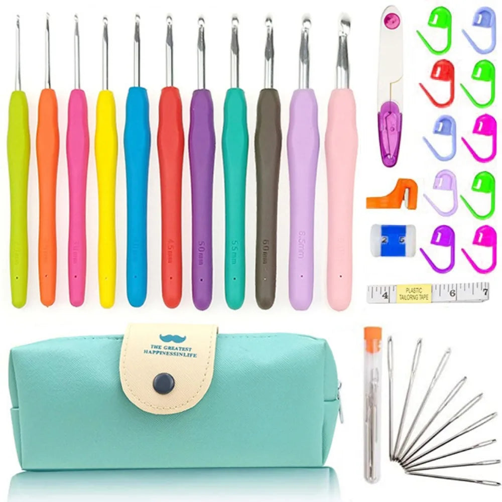 Ergonomic Crochet Hooks Set 2–8mm | Soft Grip & Storage Case