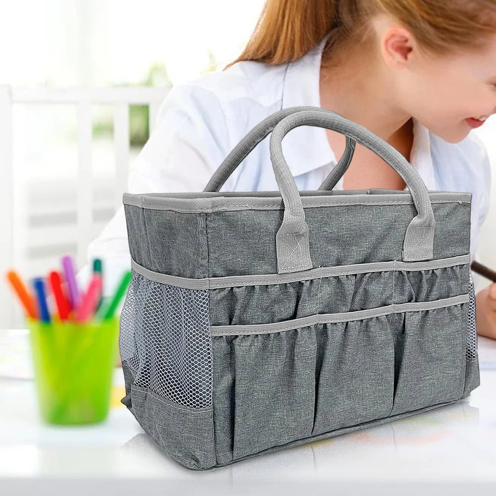 Spacious Craft Storage Tote Bag with Water Resistant Material Multiple Storage Compartments and Fiberboard Support Oasis Select