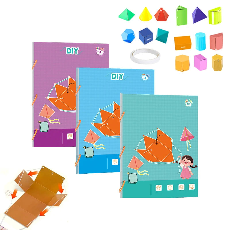 Pull String 3D Geometry Learning Book,3D Geometry Learning Book With Braided Rope Design Teach Volume & Surface Area Formulas Oasis Select