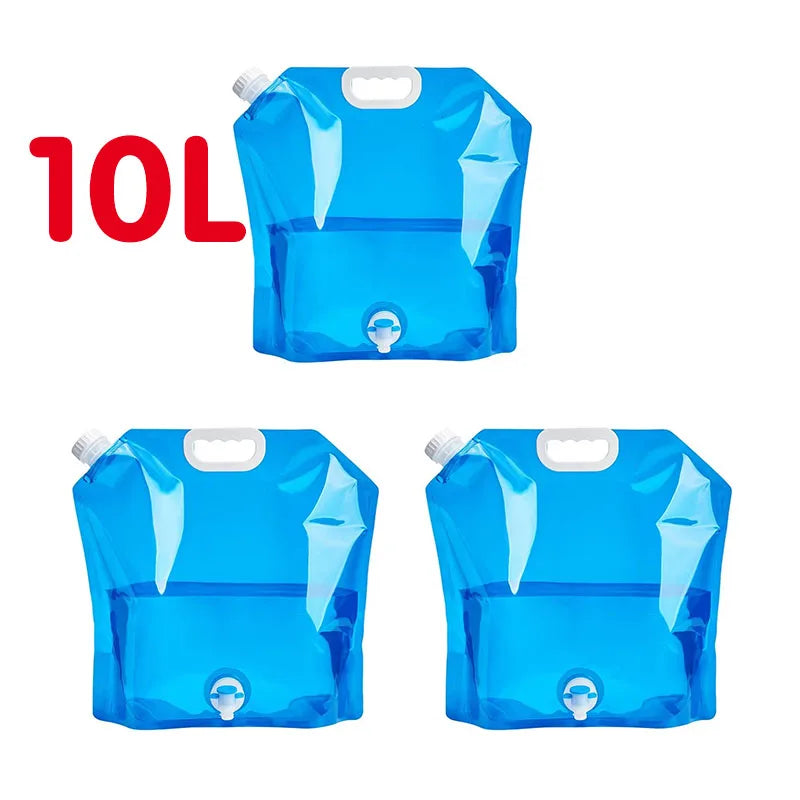 1/3/5Pcs 10L Camping Water Bag Portable Folding Water Bucket Large Water Container Outdoor Travel Collapsible Pouch Can Oasis Select Blue-3PCS