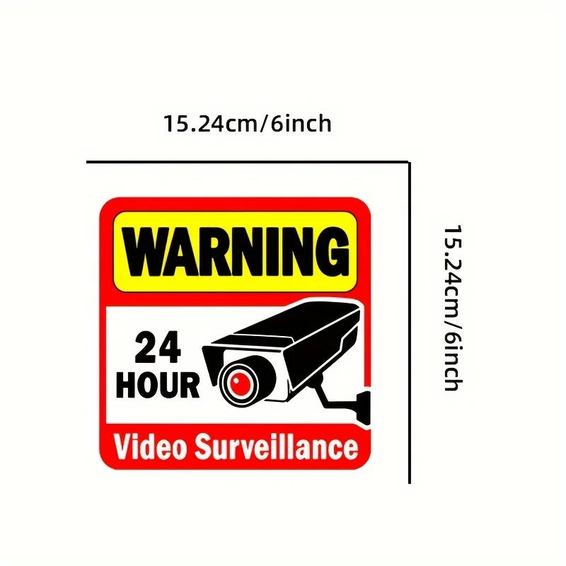 2pcs Enhance Your Security with 24-Hour Monitoring Warning Stickers: Vibrant Slogans to Safeguard Your Home and Business! Oasis Select