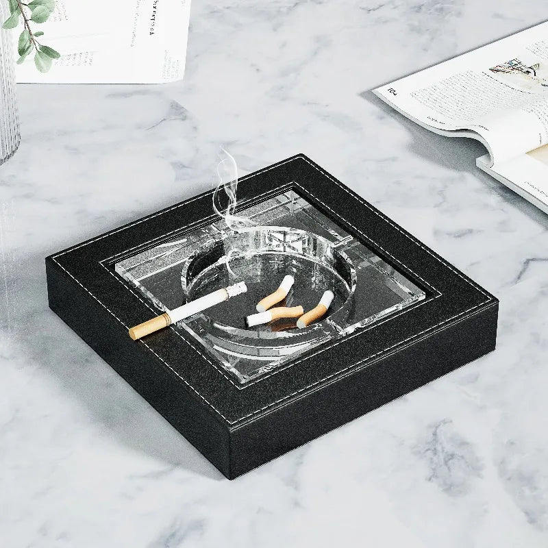 Ashtray Business European Leather Decoration Crystal Size Home Office Ashtray Desktop Decoration Premium Feel Oasis Select