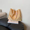 Women's Plaid Nylon Tote Bag – Lightweight Large Capacity Shoulder
