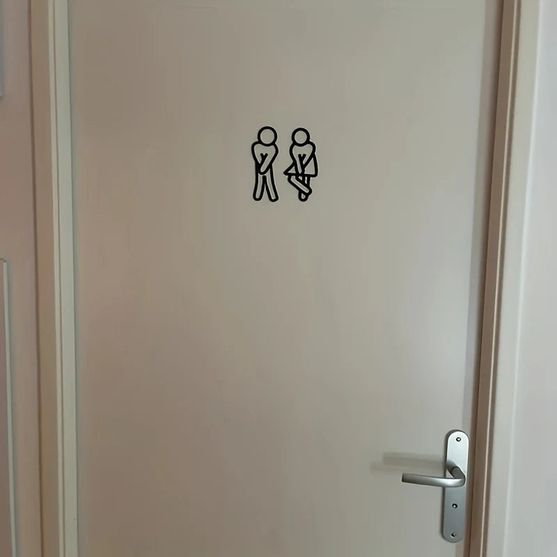 Funny Bathroom Signs for Men Women Creative 2D Flat Restroom Door Decor Restaurant Hotel Cafe Toilet Signage Wall Sticker Oasis Select