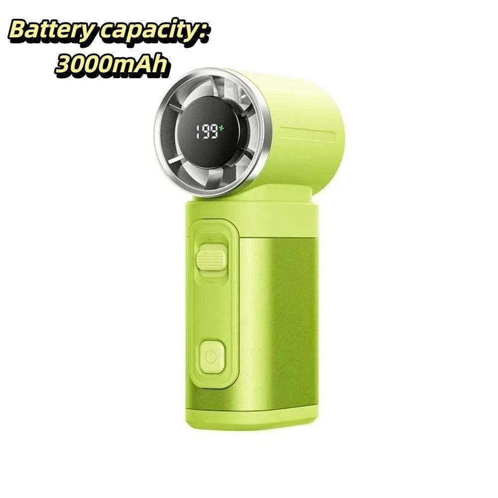 3000mAh Battery Portable Handheld Fan Stepless Speed Adjustment Strong Airflow Mini Pocket Fan Lightweight for 5V/1.5A 3000mAh Oasis Select Green