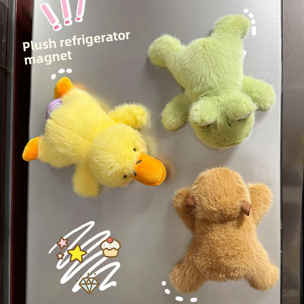 Plush Animal Fridge Magnets – Cute Cartoon Kids Decor