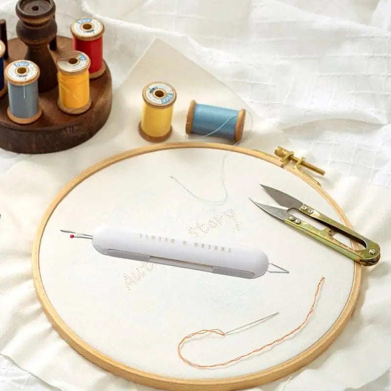 Needle Threader Seam Ripper 2-in-1 Manual Threader Stitching Remover Household Sewing Accessories Double End Design Needle Work Oasis Select