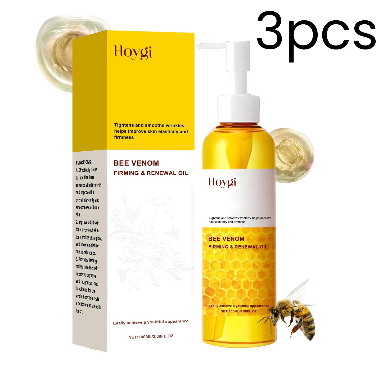 Hoygi Bee Venom Firming Body Oil – Skin Tightening 100ml Firming Body Oil Oasis Select 3pcs