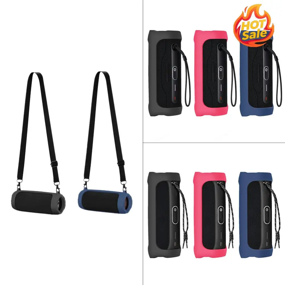 Silicone Protective Cover with Carabiner Waterproof Speaker Protective Case Adjustable Strap Portable for JBL Flip 6/Flip 5 Oasis Select