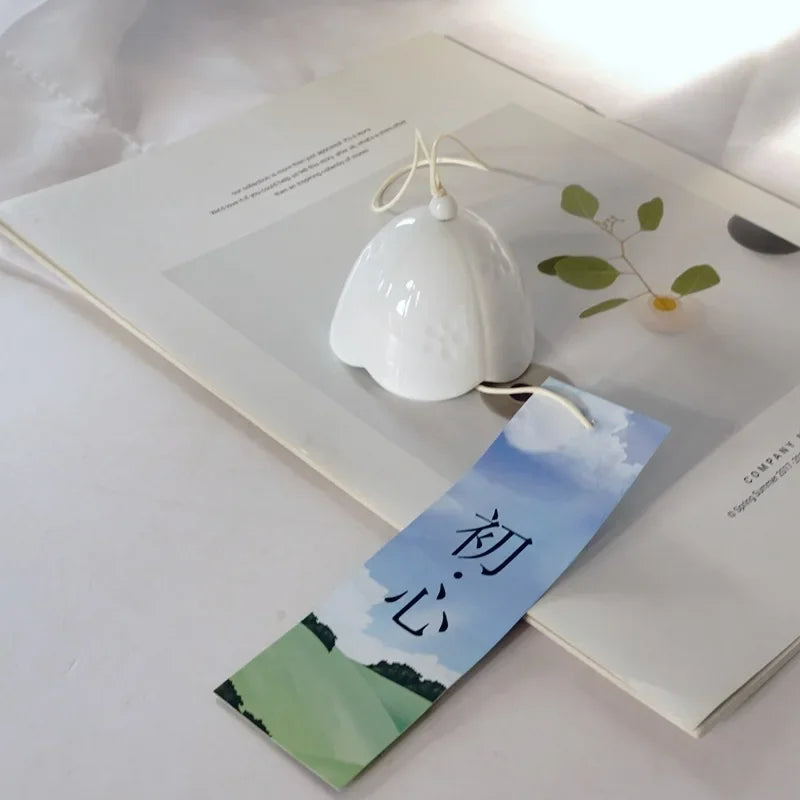 Japanese Home and Wind Chime Orchid Ceramic Wind Chime Hanging Garden Ornament Oasis Select White 2 7x8.5 or 6x6cm